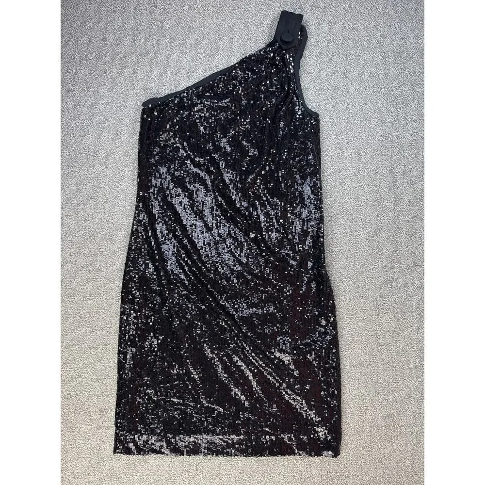 Tory‎ Burch Dress One Shoulder Sequin Mini Cocktail Formal Size Small